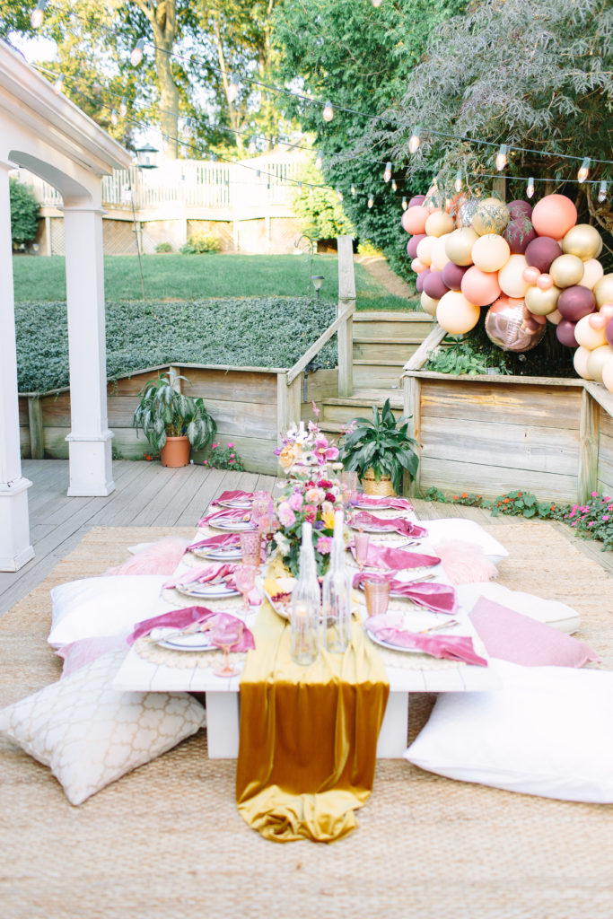 elegant low picnic table party