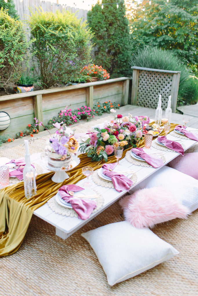 elegant low picnic table party velvet runner